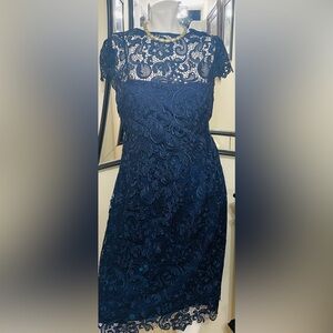 Elegant Navy Lace Dress